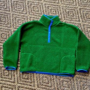 J. Crew Vintage Fleece Polartec Sherpa Half-Snap Pullover Grass Green Blue | XL